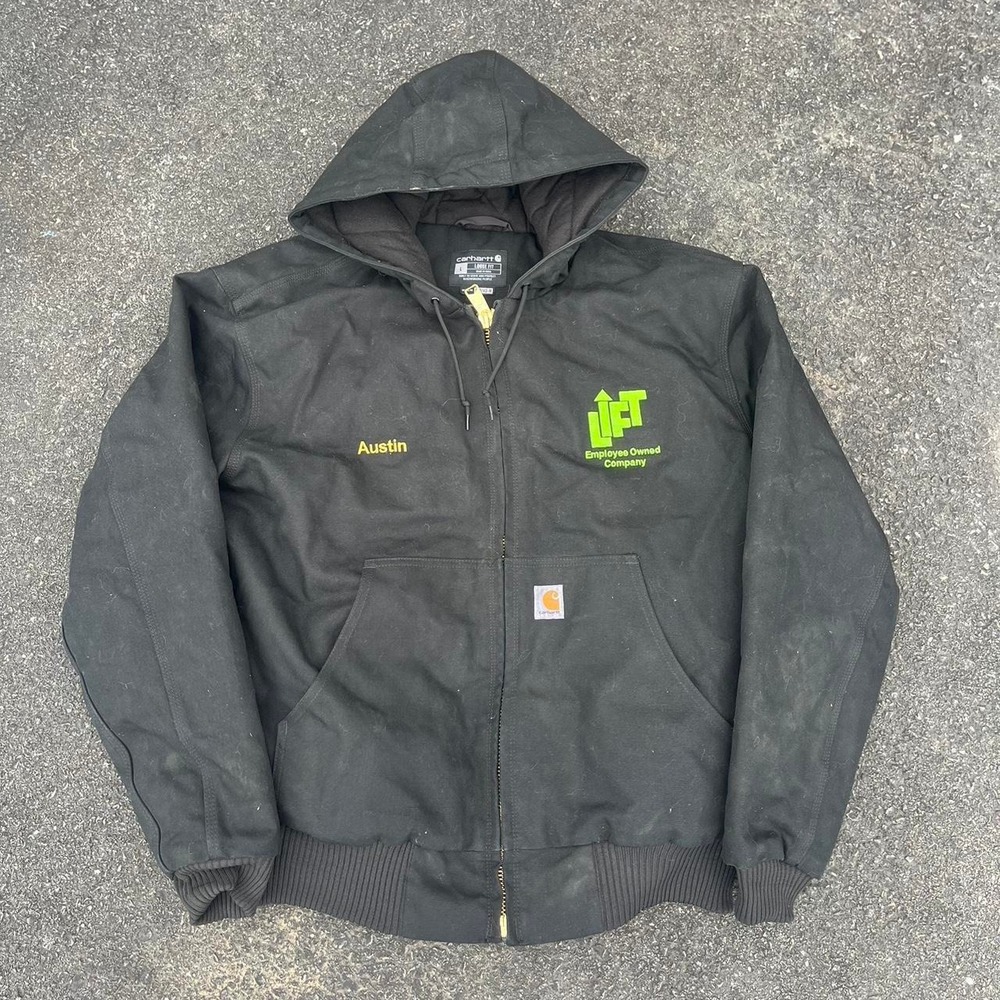 Vintage Made In America Carhartt Hooded Jacket Size L With Embroidered Details